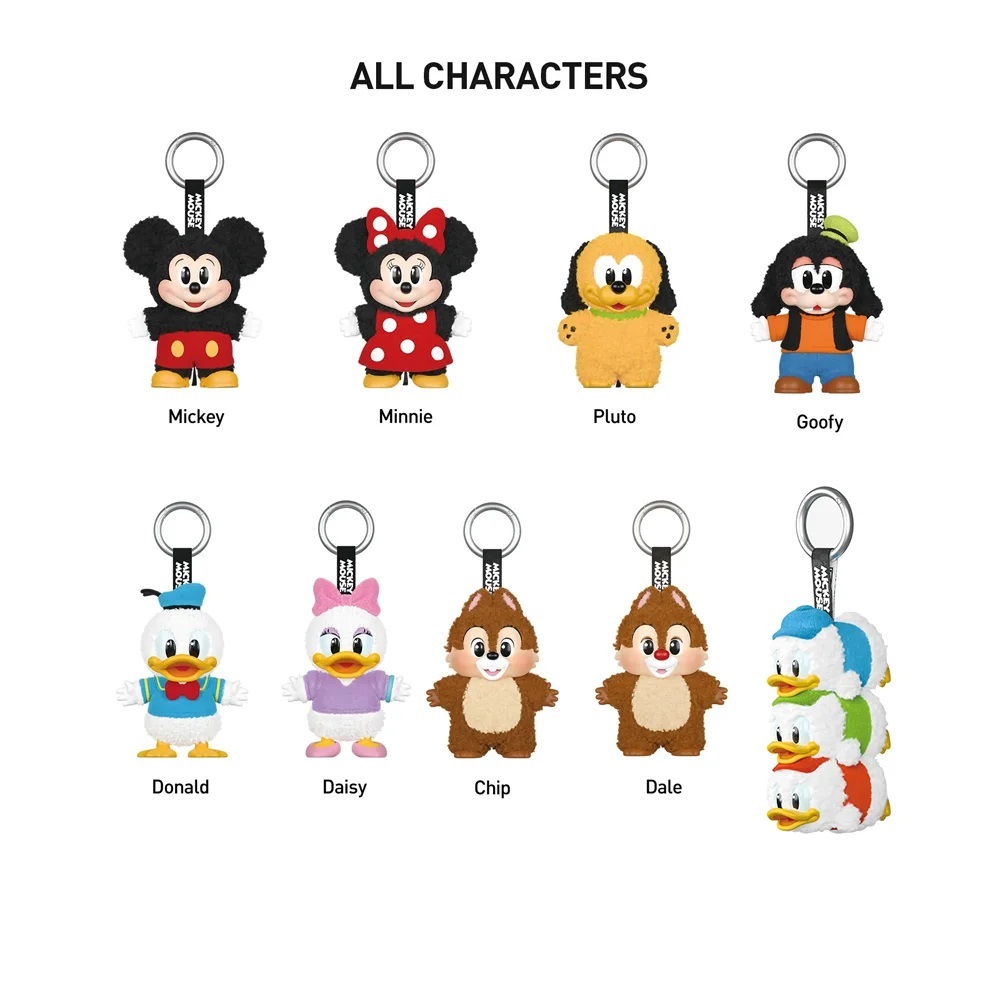 بوب مارت - لابوبو ديزني ميكي فاميلي كوتيدجرز - سلسلة مفاتيح قطيفة - 6 موديلات - قطعة واحدة - قد يختلف الطراز