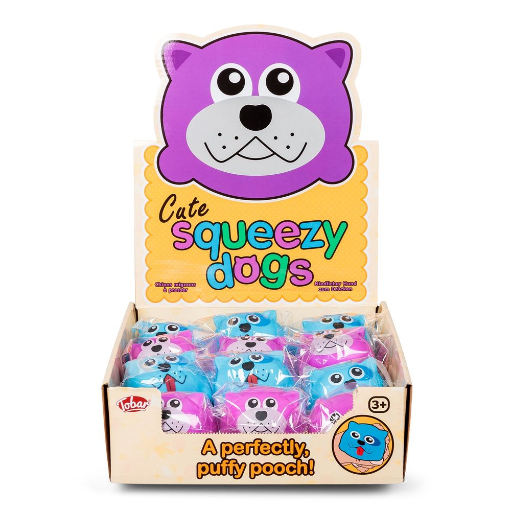 Tobar - Cute Squeezy Dog Stress Squish Toy - Color May Vary - 1 Pc