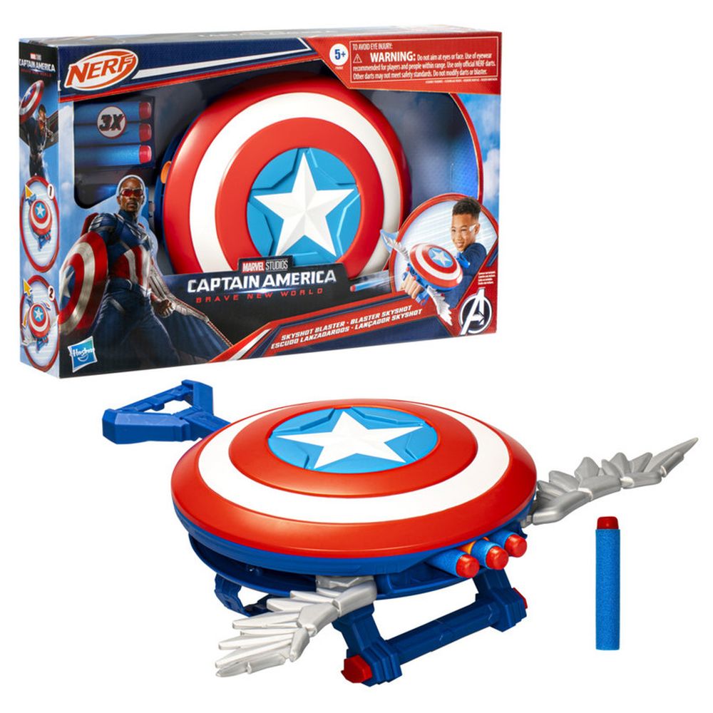 Marvel - Captain America Skyshot Blaster w/ Darts - 4 Pcs