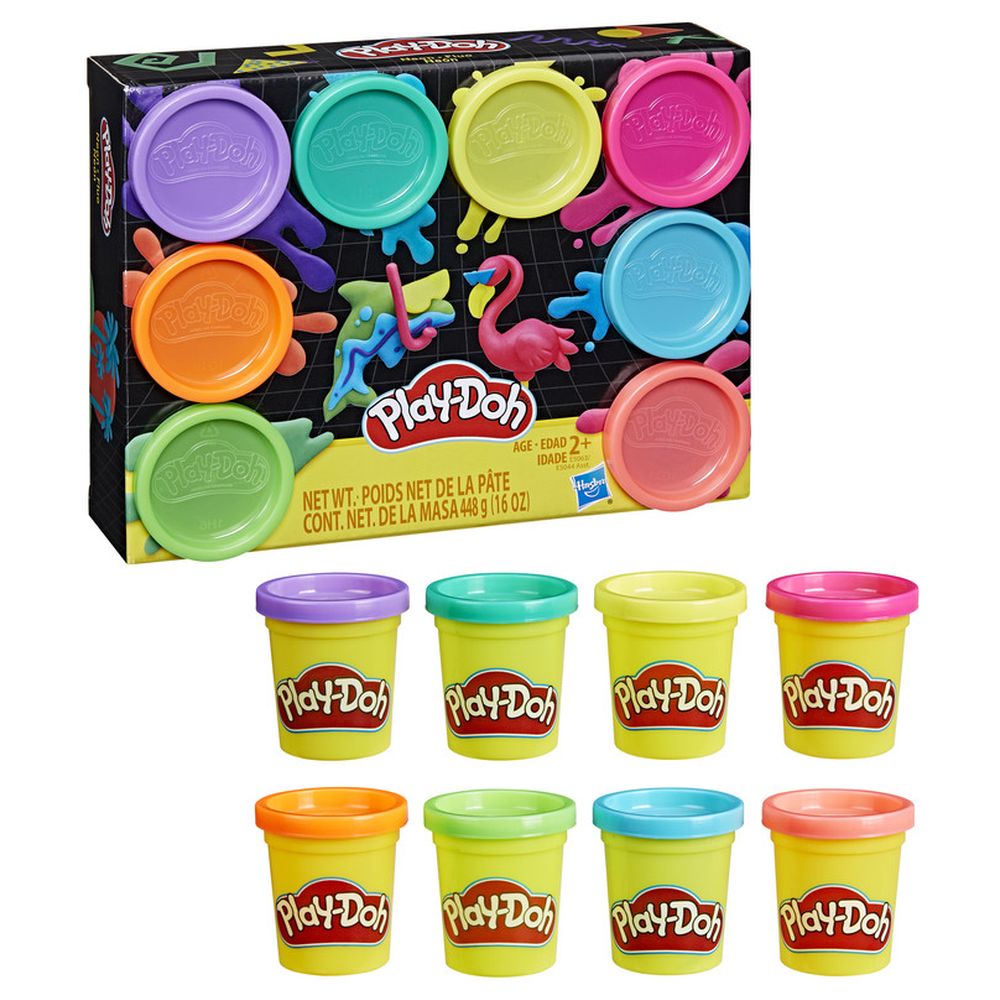 بلاي دوه - معجون لعب نيون غير سام - 8 قطع - 448 جم