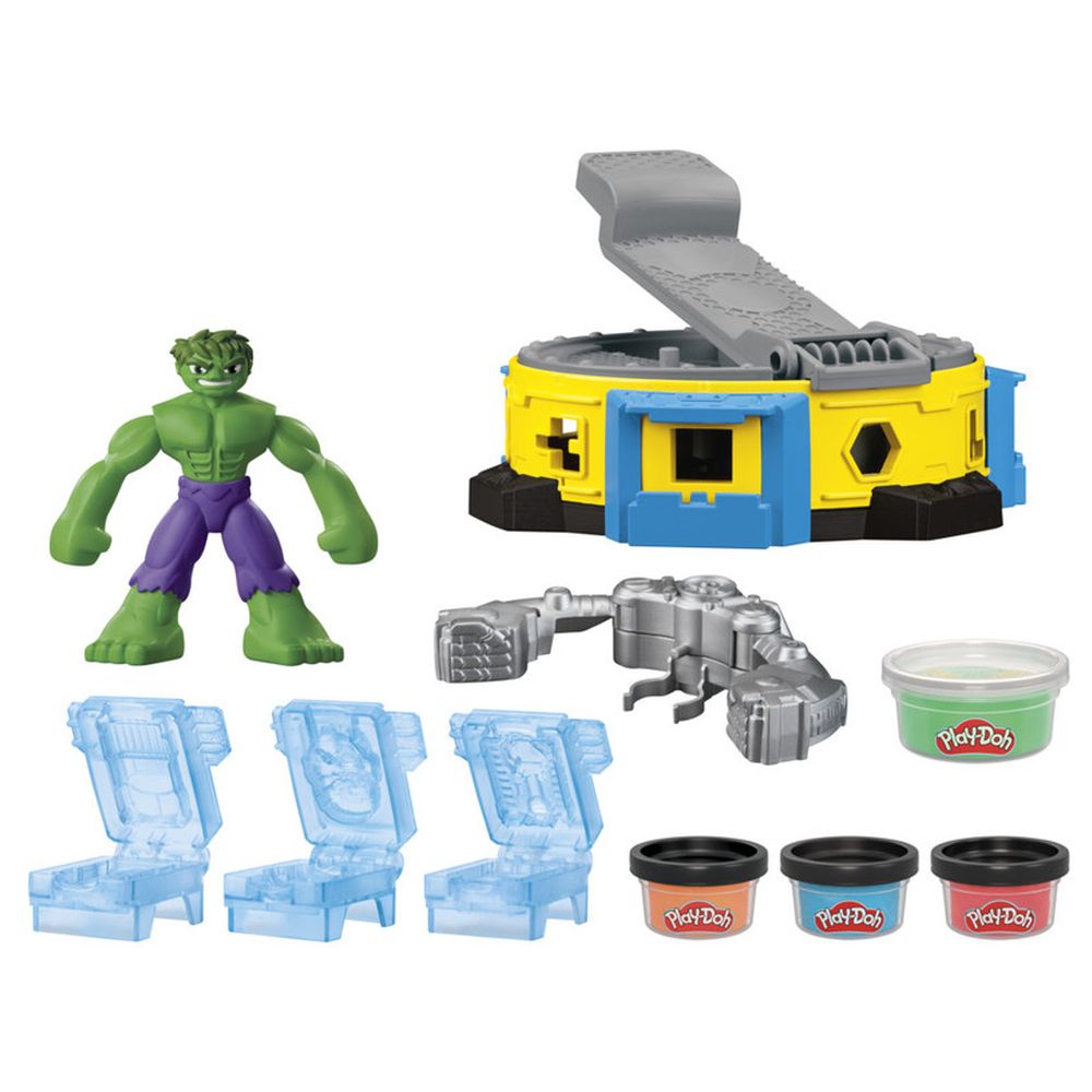 بلاي دوه - مجموعة لعب هالك سماش آند سكويش - 10 قطع