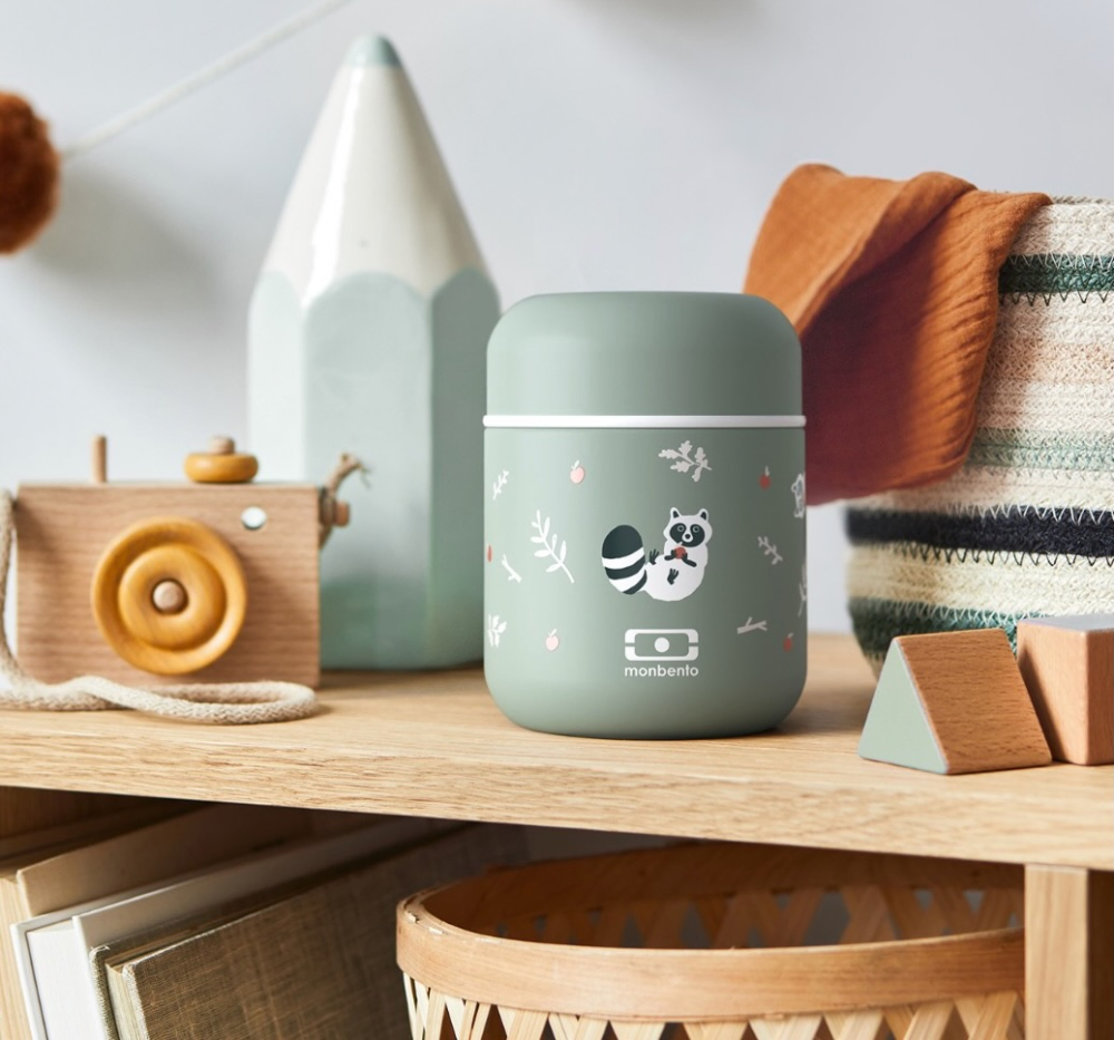 مونبينتو - صندوق غداء معزول للأطفال - لون أخضر راكون