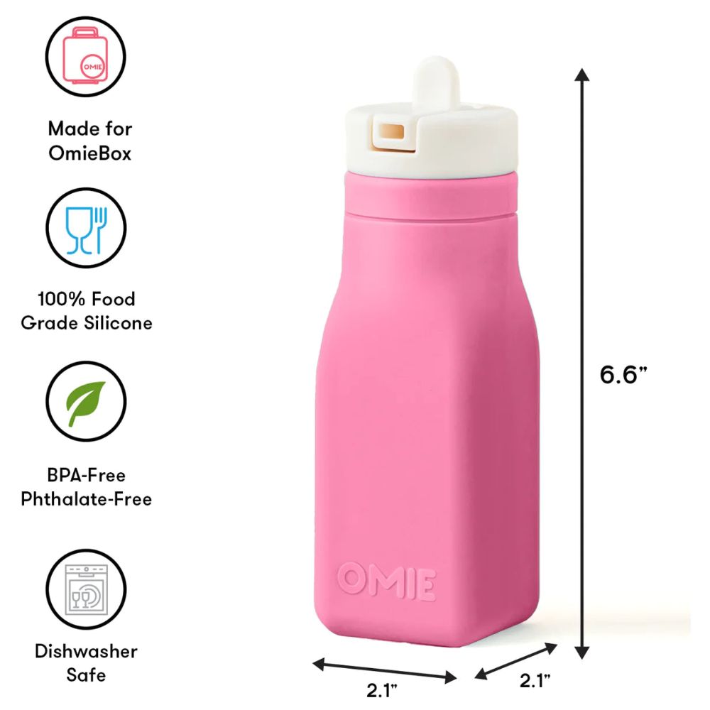 Omiebox - OmieLife OmieBottle Soft Silicone Water Bottle - Pink - 255ml