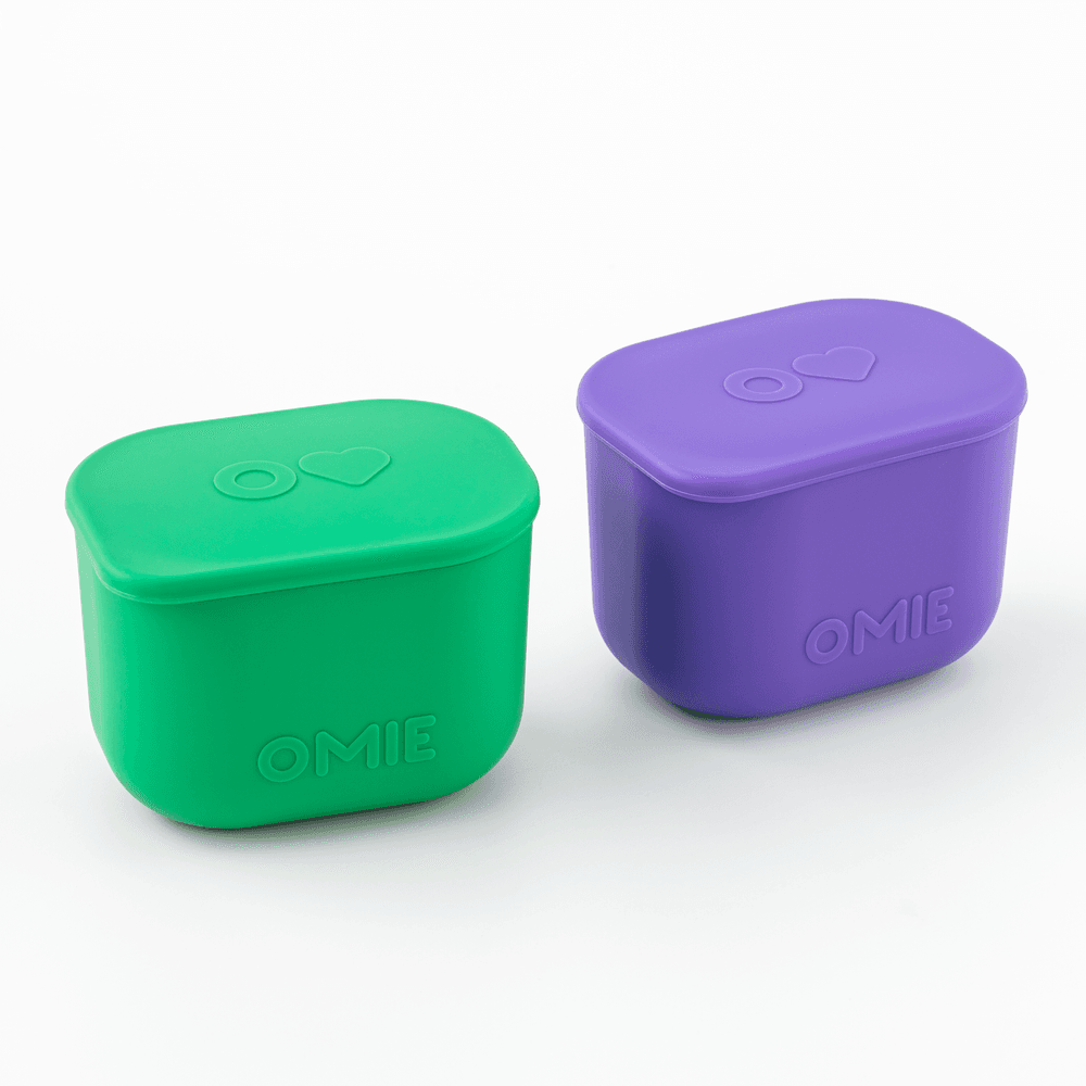أومي بوكس - حافظات صلصة ديب أب - بنفسجي/أخضر - قطعتان - 133 مل