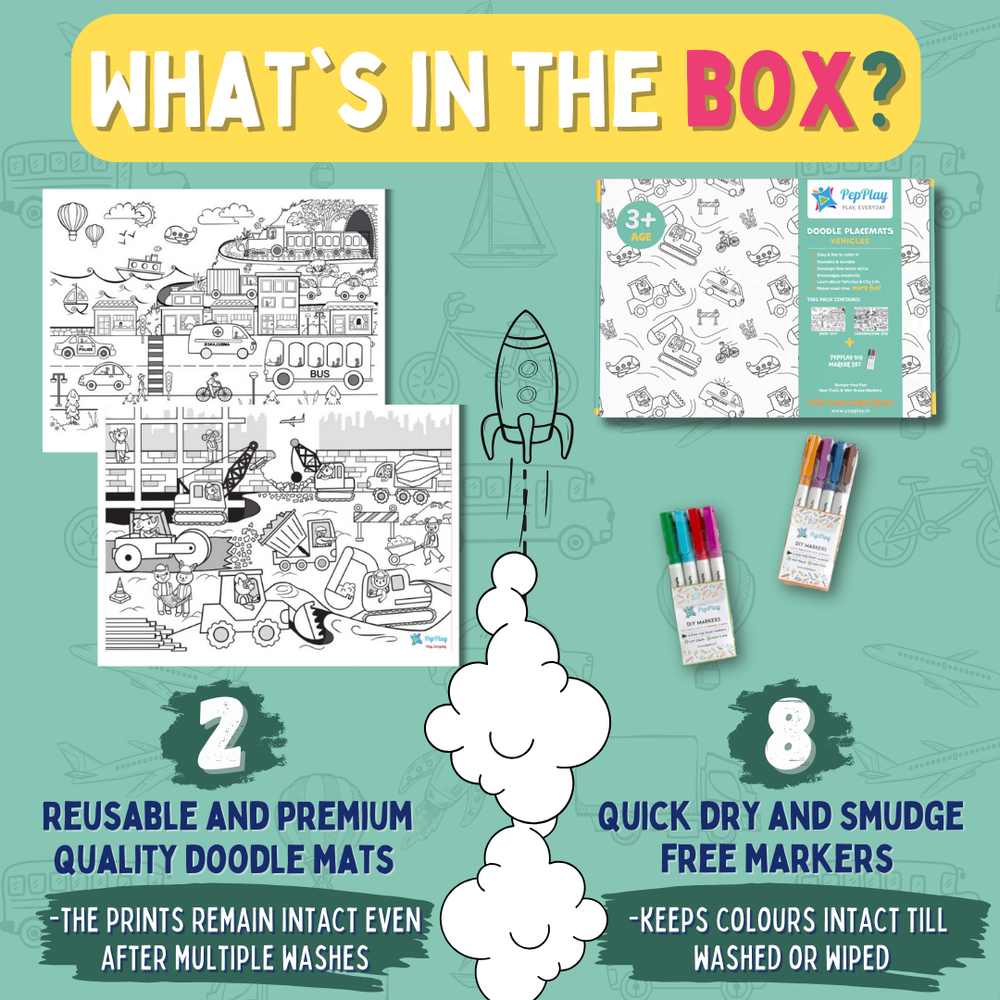 PepPlay - Doodle Placemats - Vehicels series