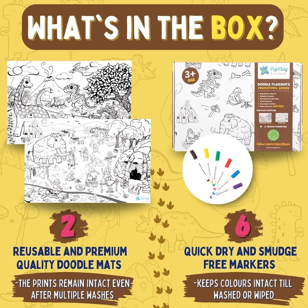 PepPlay - Doodle Placemats Set - Prehistoric Series