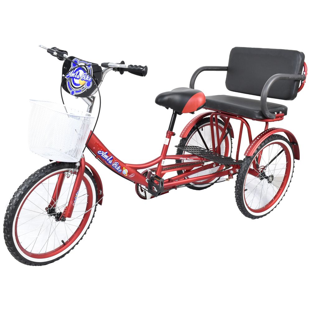 Amla - Large Tricycle w/ Back Seat - 14-Inch - Dark Red