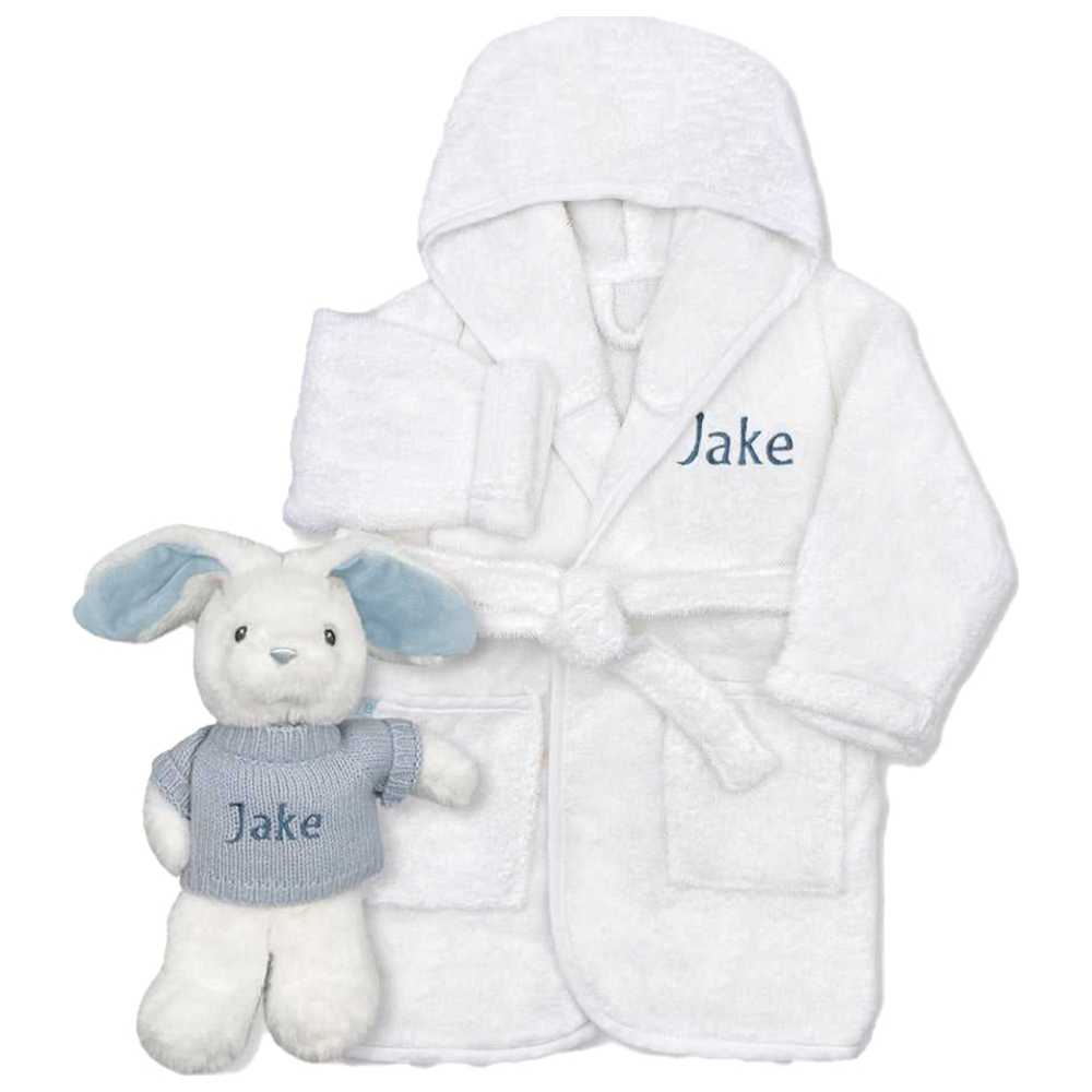 Babyblooms - Personalised Little Bunny & Bathrobe - Blue - 2 Pcs