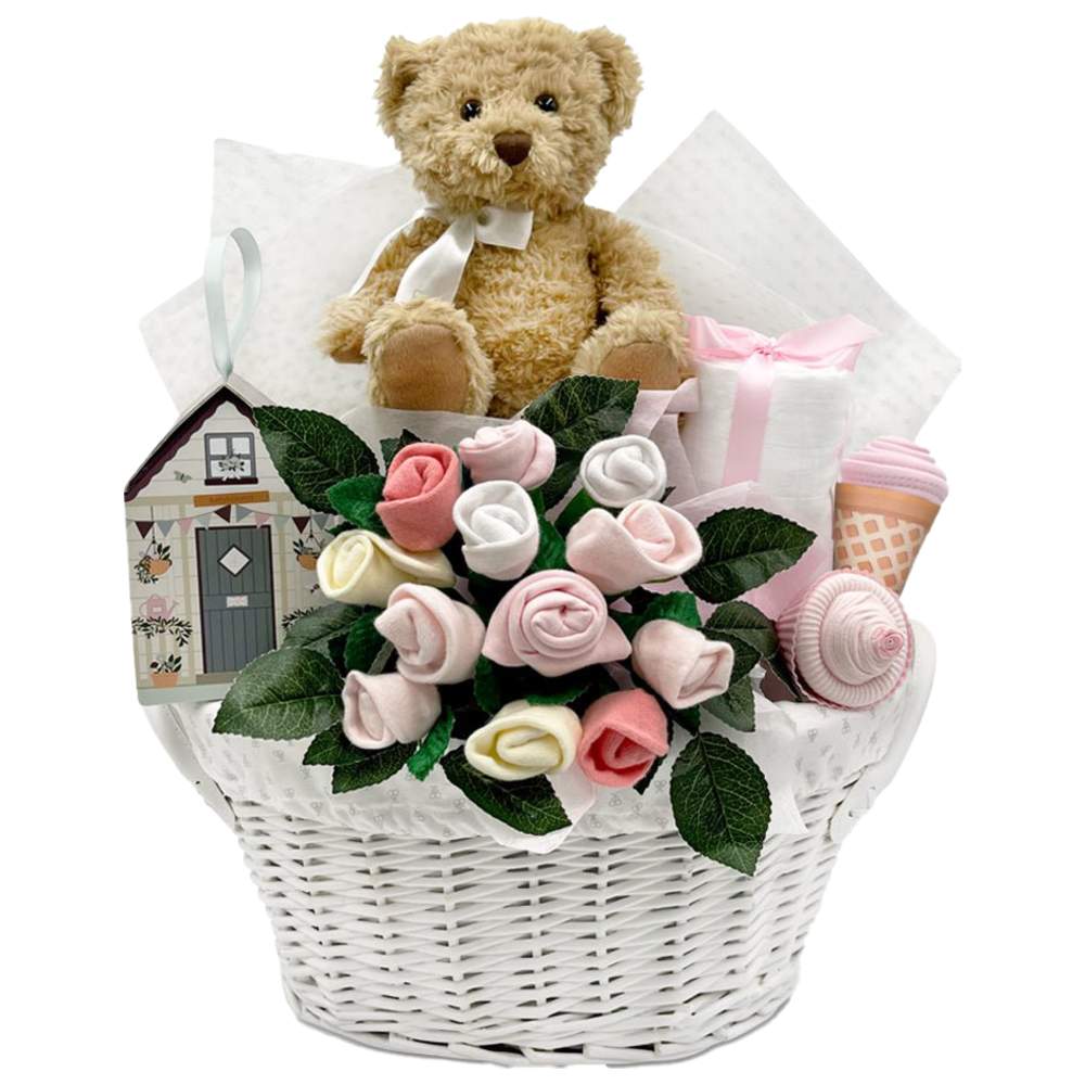 Babyblooms - 11pc-Set - Bertie's New Baby Boy Gift Basket - Pink