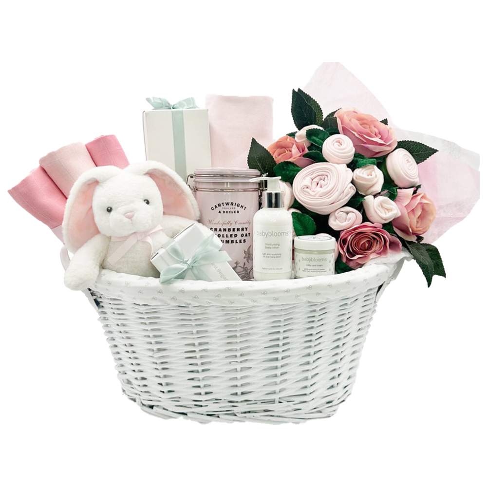 Babyblooms - 19pc-Set - New Parents & Baby Luxury Gift Basket - Pink