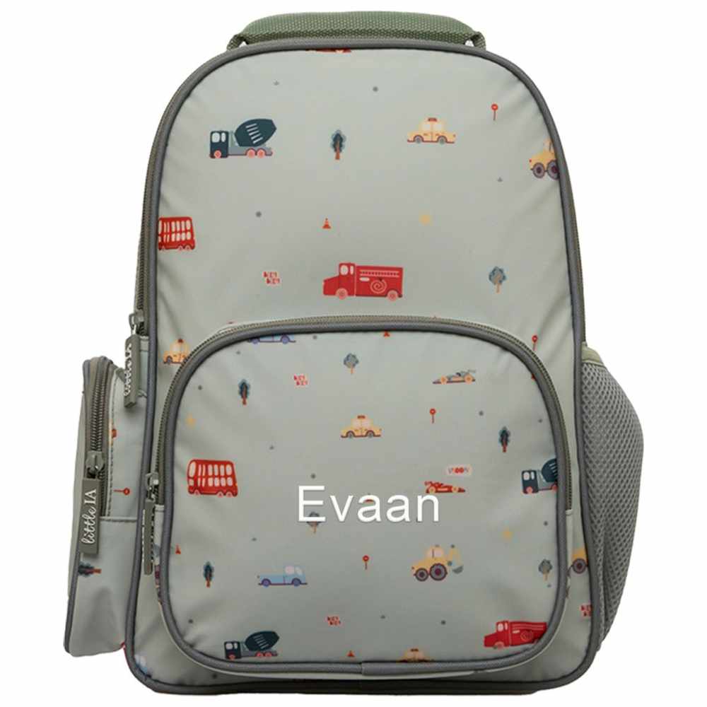 Little IA - Personalized Transport Kids Backpack - Green - 13.8-Inch/35.5cm