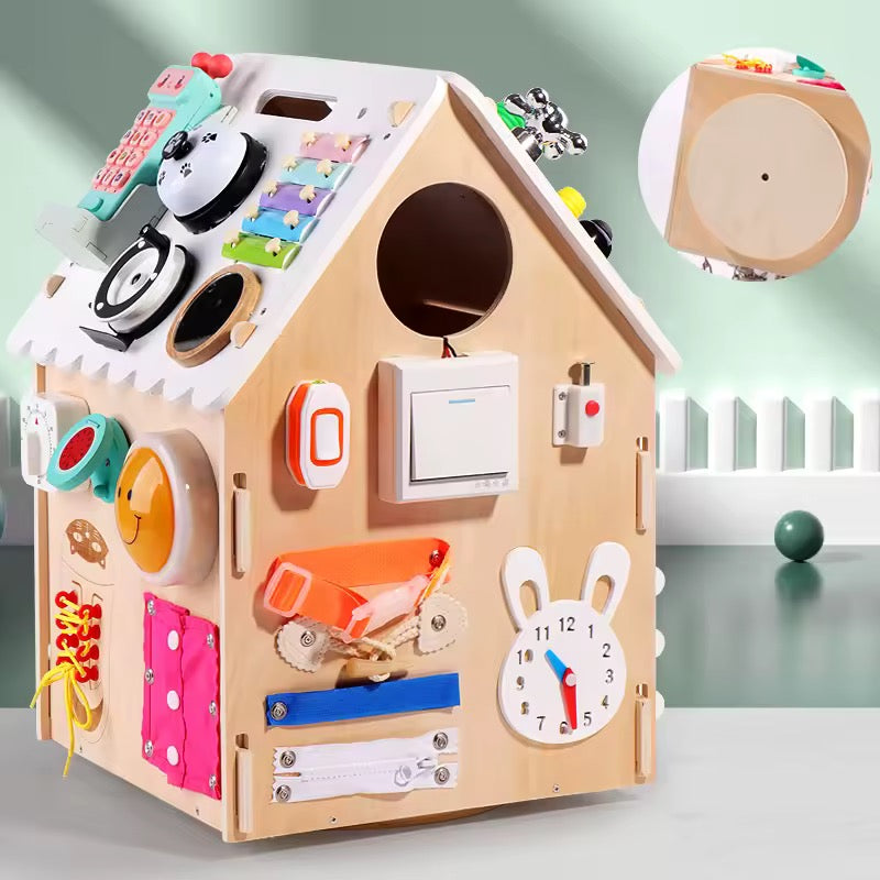 Maxims Baby Store Montessori Educational Wooden Busy House - Multicolor