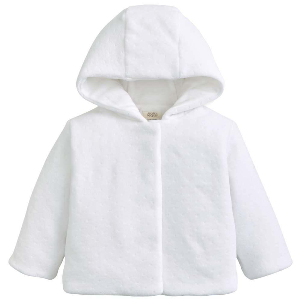 Mamas & Papas - Baby's Velour Hooded Jacket - White