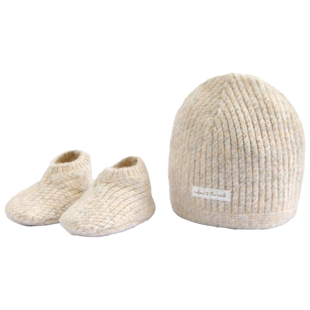 Mamas & Papas - 2pc-Set - Baby's Knit Beanie Cap & Booties - Neutral