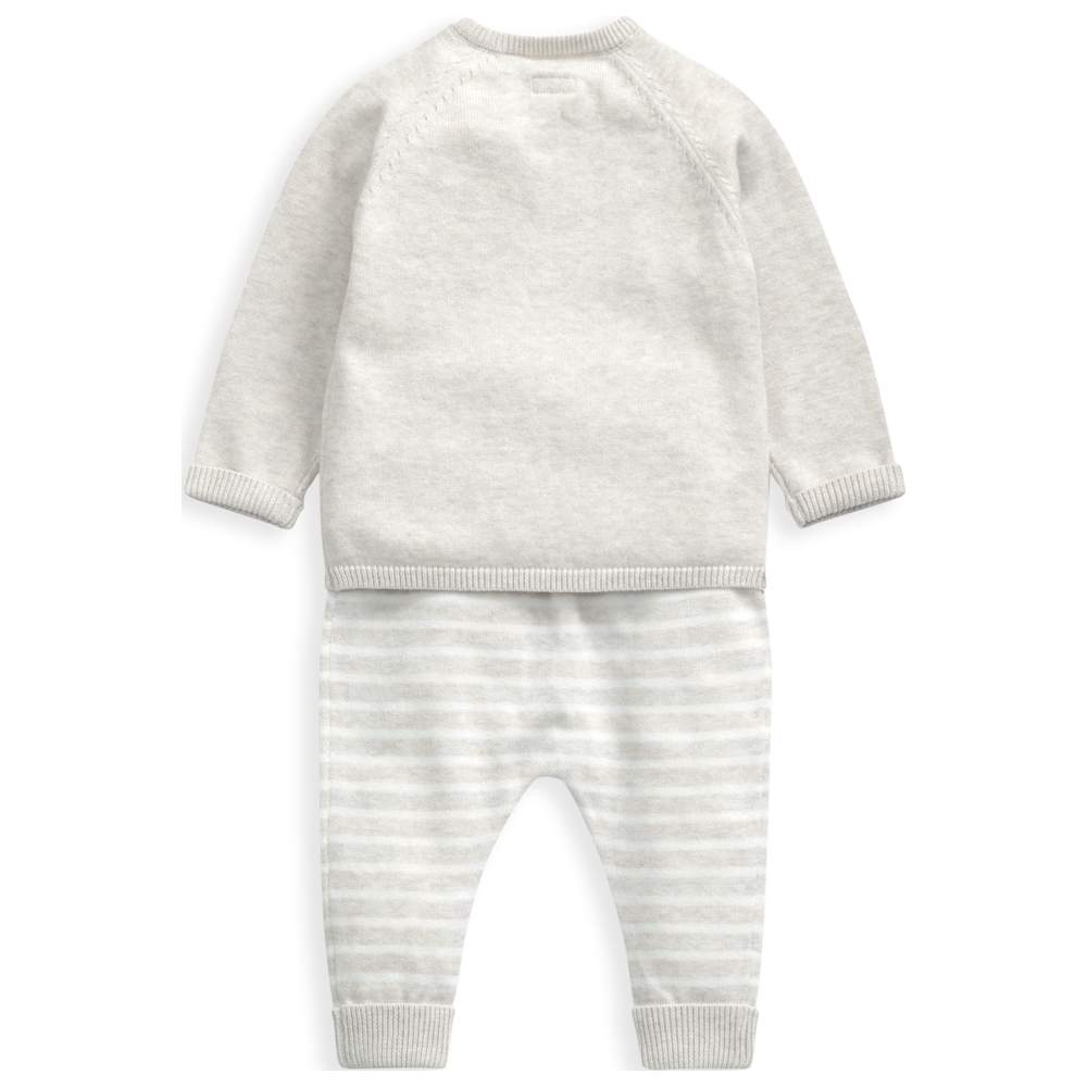 Mamas & Papas - 2pc-Set - Baby's Knit Sweatshirt & Joggers - White