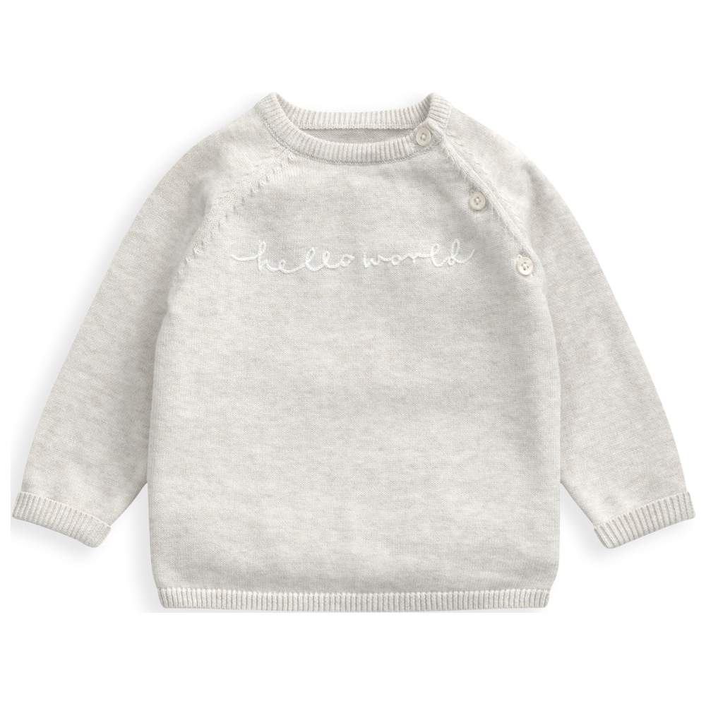Mamas & Papas - 2pc-Set - Baby's Knit Sweatshirt & Joggers - White