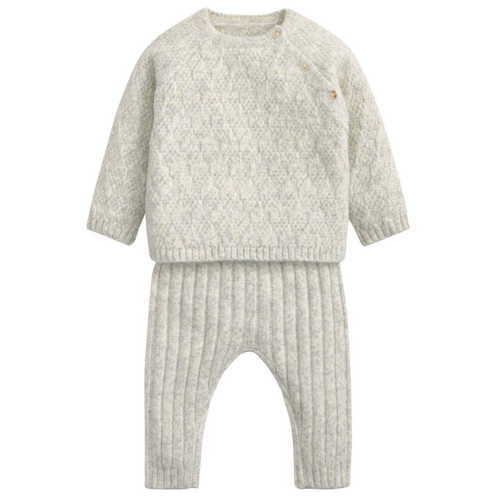Mamas & Papas - 2pc-Set - Knitted Baby's Sweatshirt & Pants - Grey