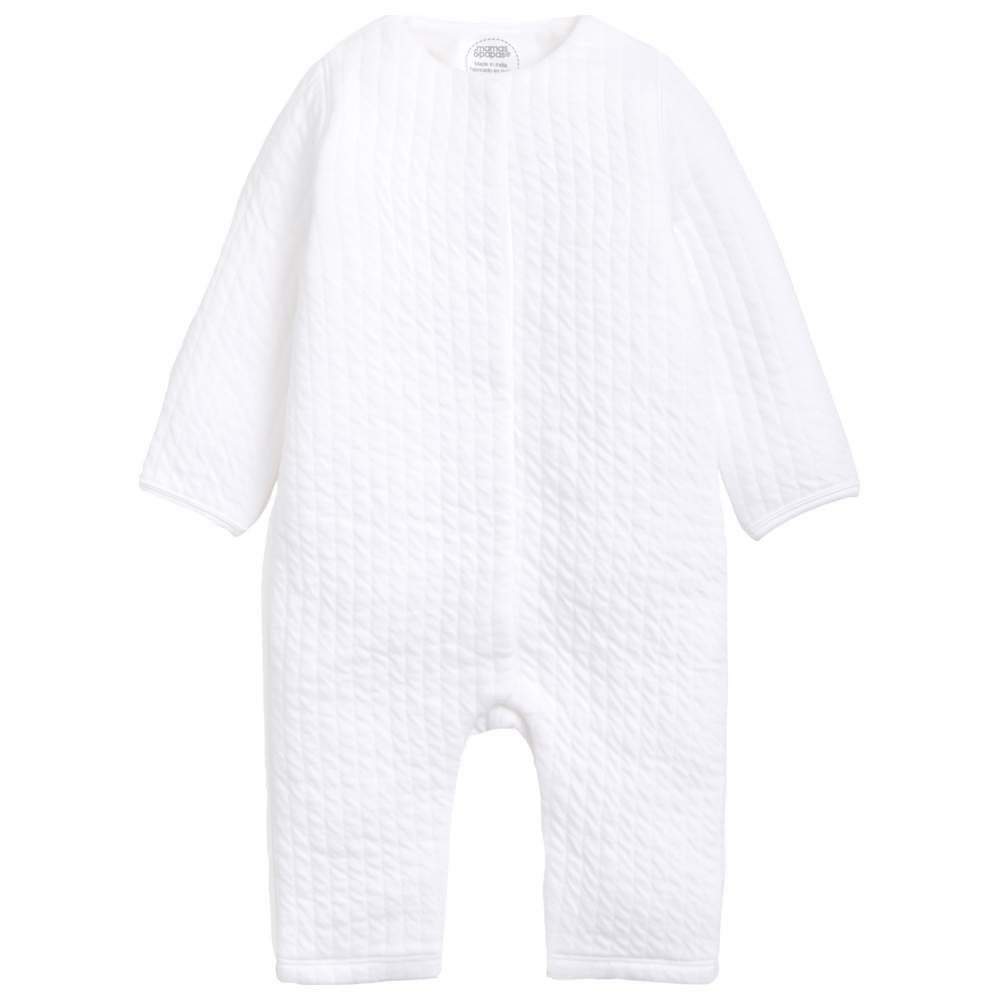 Mamas & Papas - Baby's Quilted Jumpsuit - White