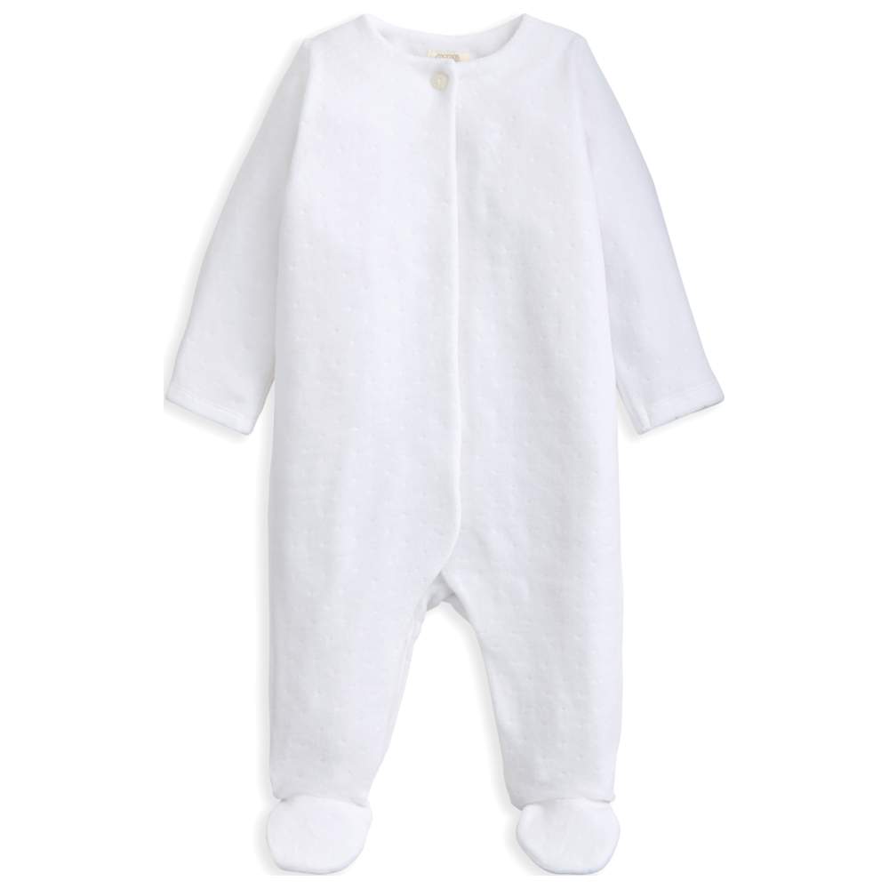 Mamas & Papas - Baby's Velour Footed Bodysuit - White