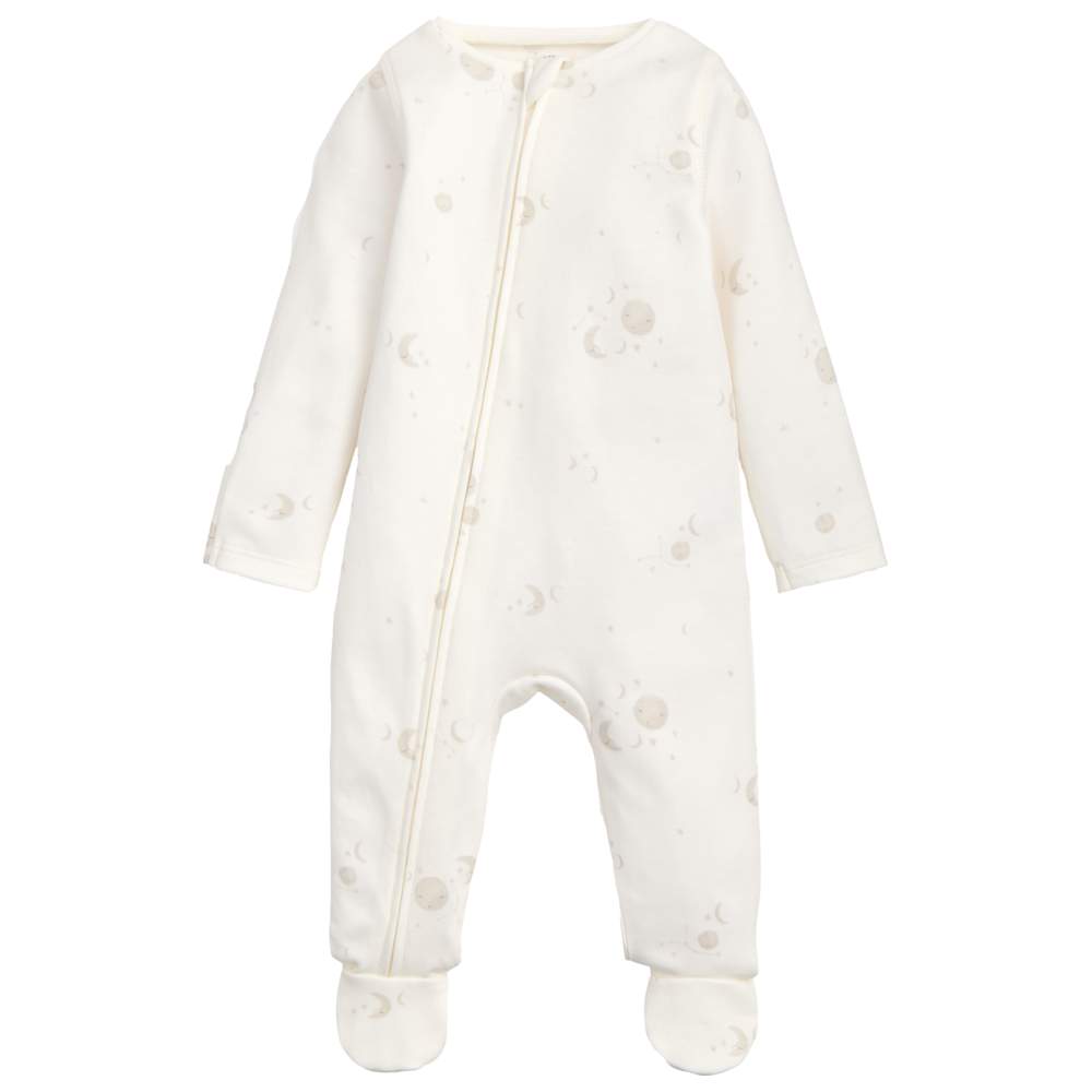 Mamas & Papas - Baby's Celestial Printed Zip Jumpsuit - White