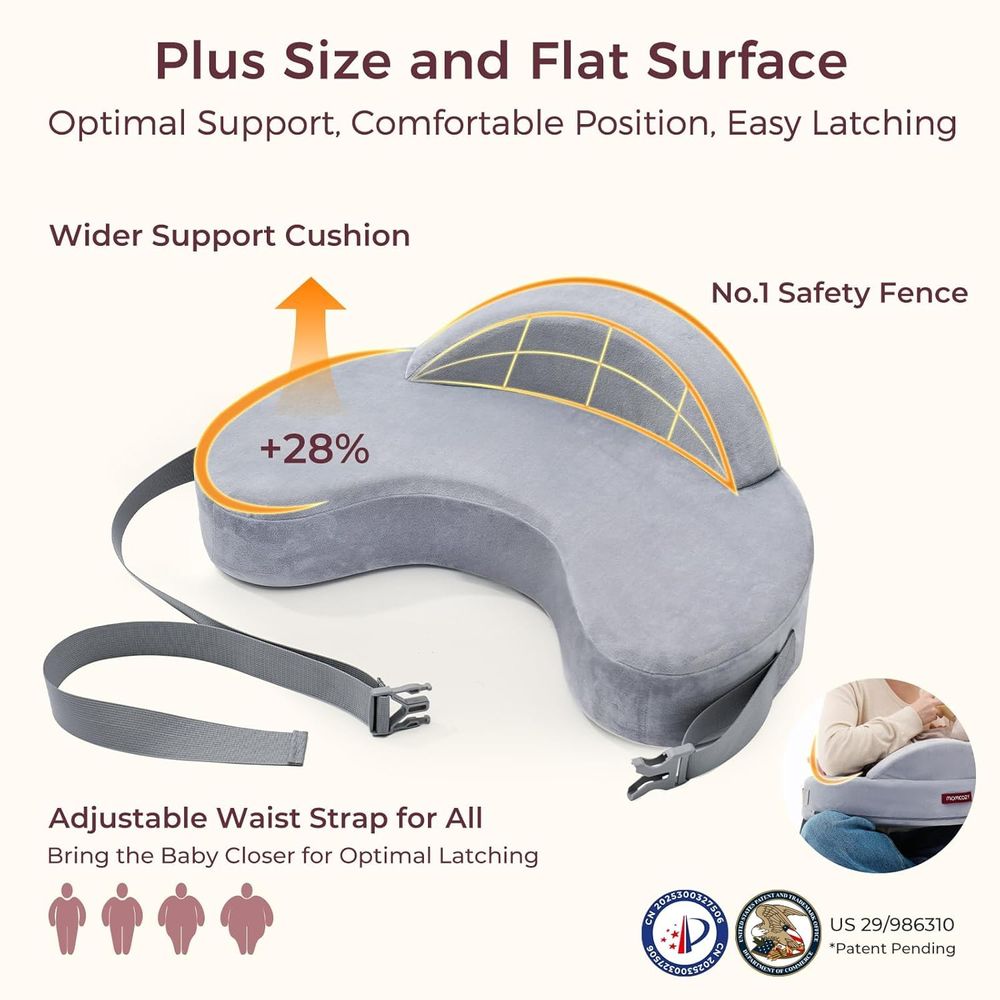 Momcozy Ergonomic Memory Foam Nursing Pillow - Grey