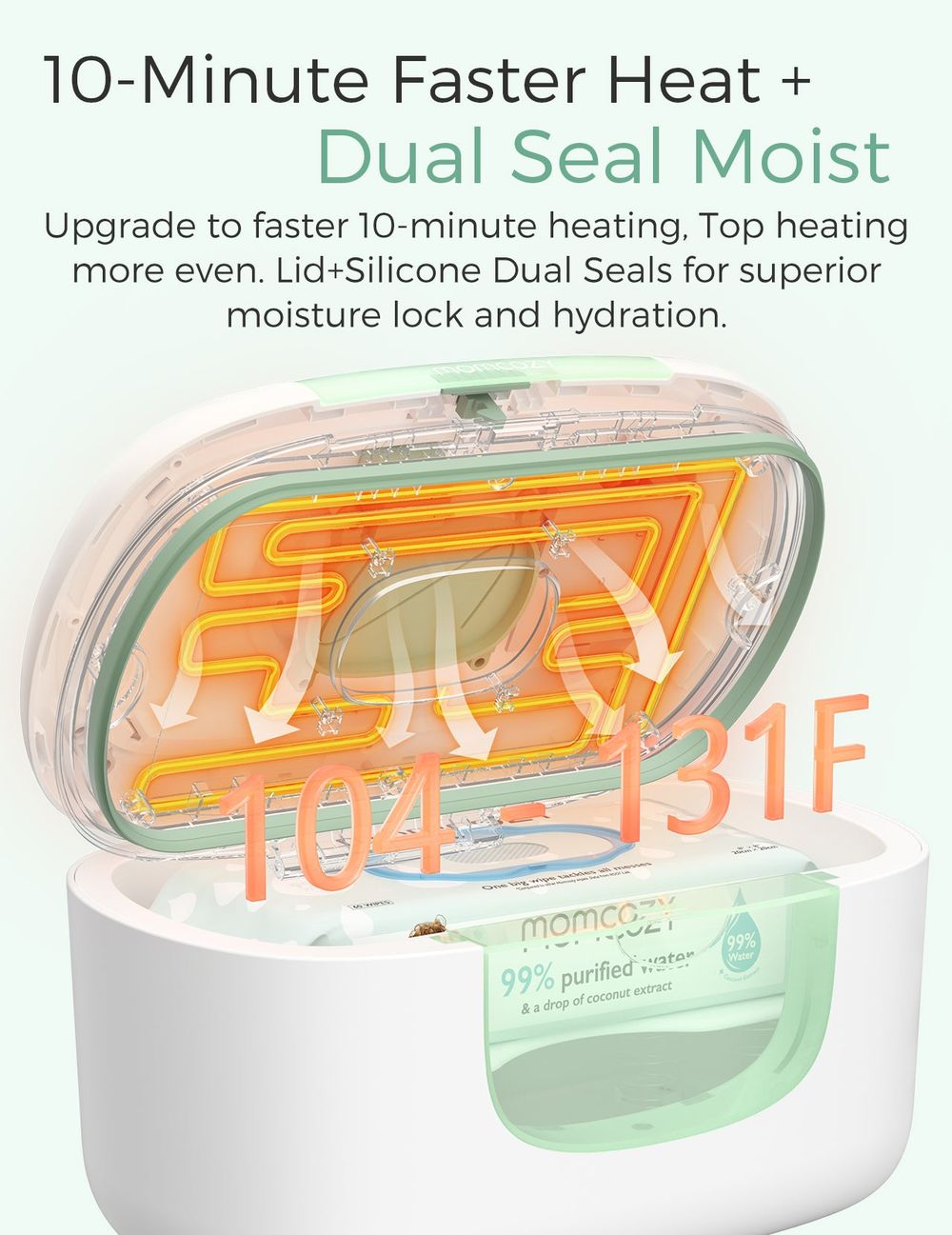 مومكوزي - جهاز تدفئة مناديل الأطفال بسعة كبيرة - أبيض