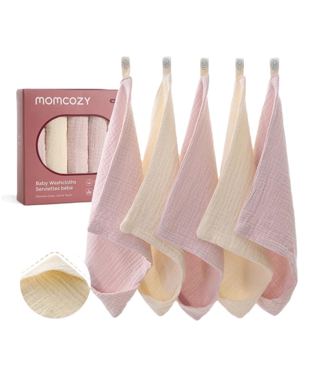 مناشف غسيل الأطفال من مومكوزي - بيج ووردي - 5 قطع