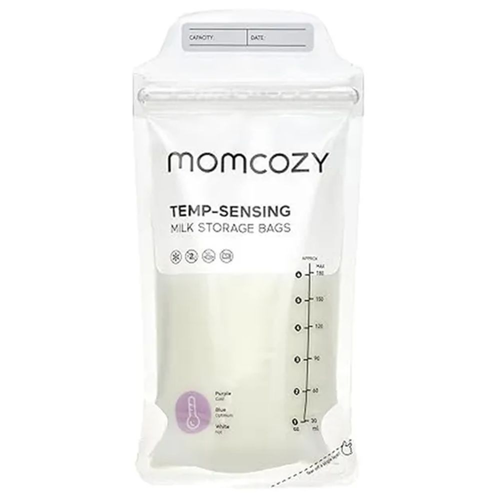 Momcozy - أكياس تخزين الحليب مع مستشعر درجة الحرارة - شفافة - 8 قطع