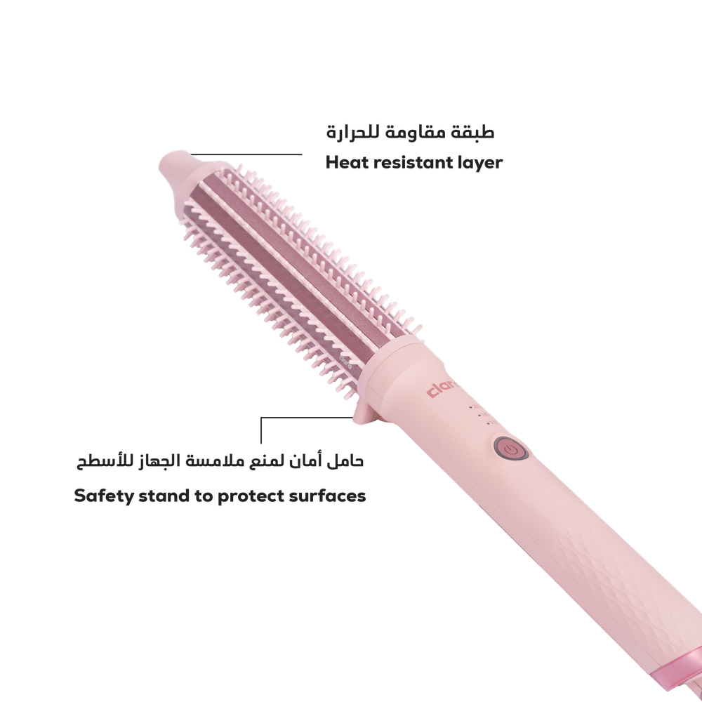 كلارا - فرشاة شعر أيونية رفيعة مضادة للتجعد - وردي - 67 واط