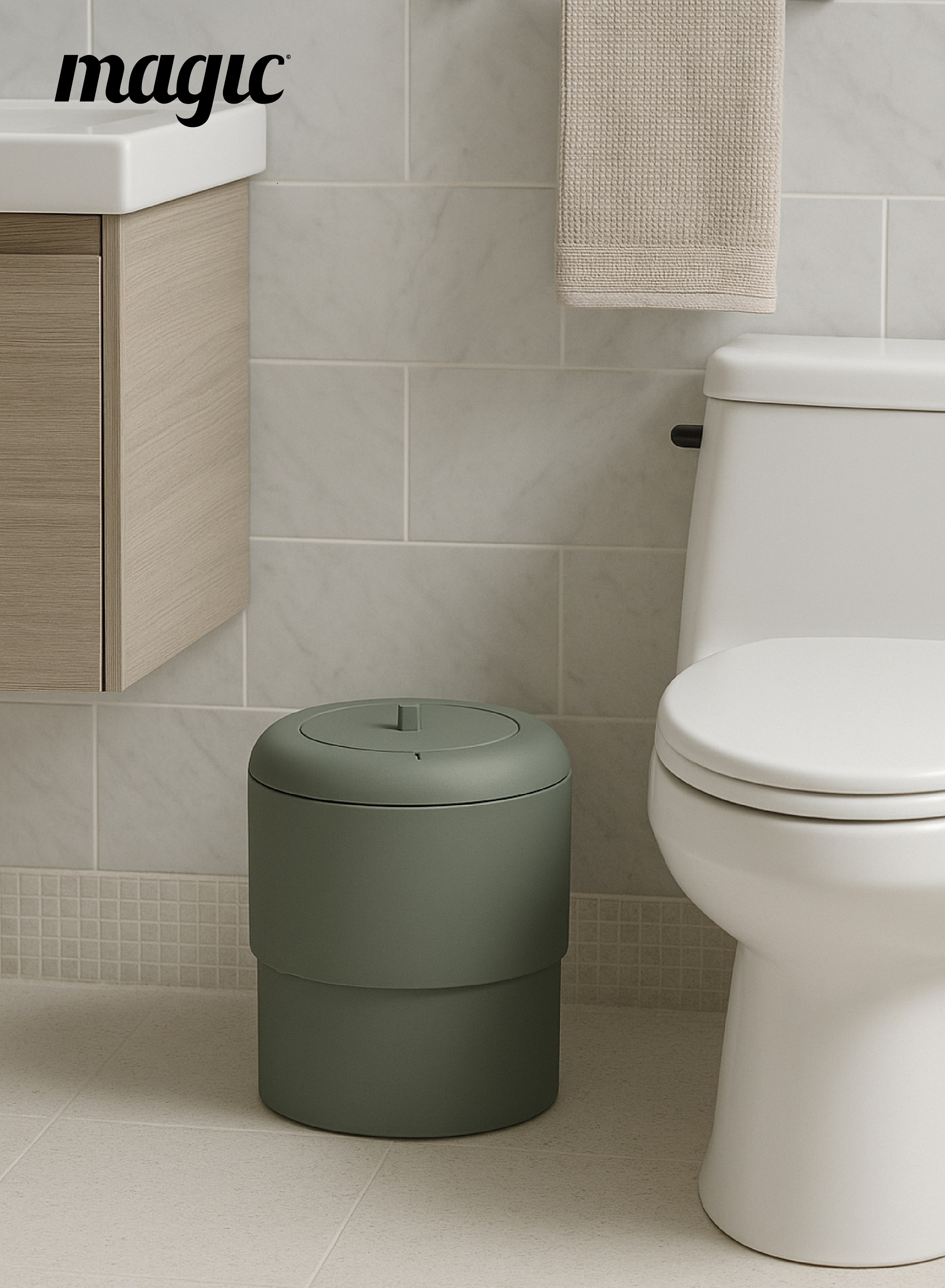 Magic - Toilet Waste Lid For Heka Diaper Pail Only - Lichen