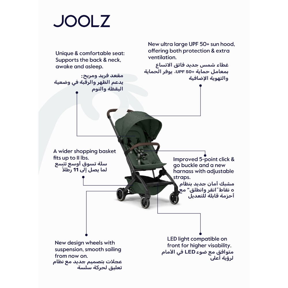 Joolz - Aer+ Buggy Lightweight & Compact Travel Stroller - Forest Green