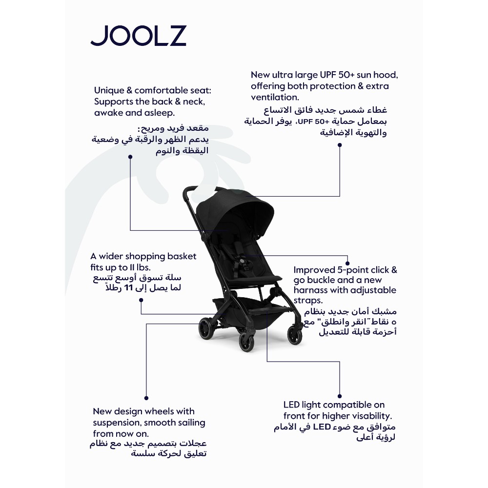 Joolz - AER+ Lightweight & Compact Travel Stroller - Space Black