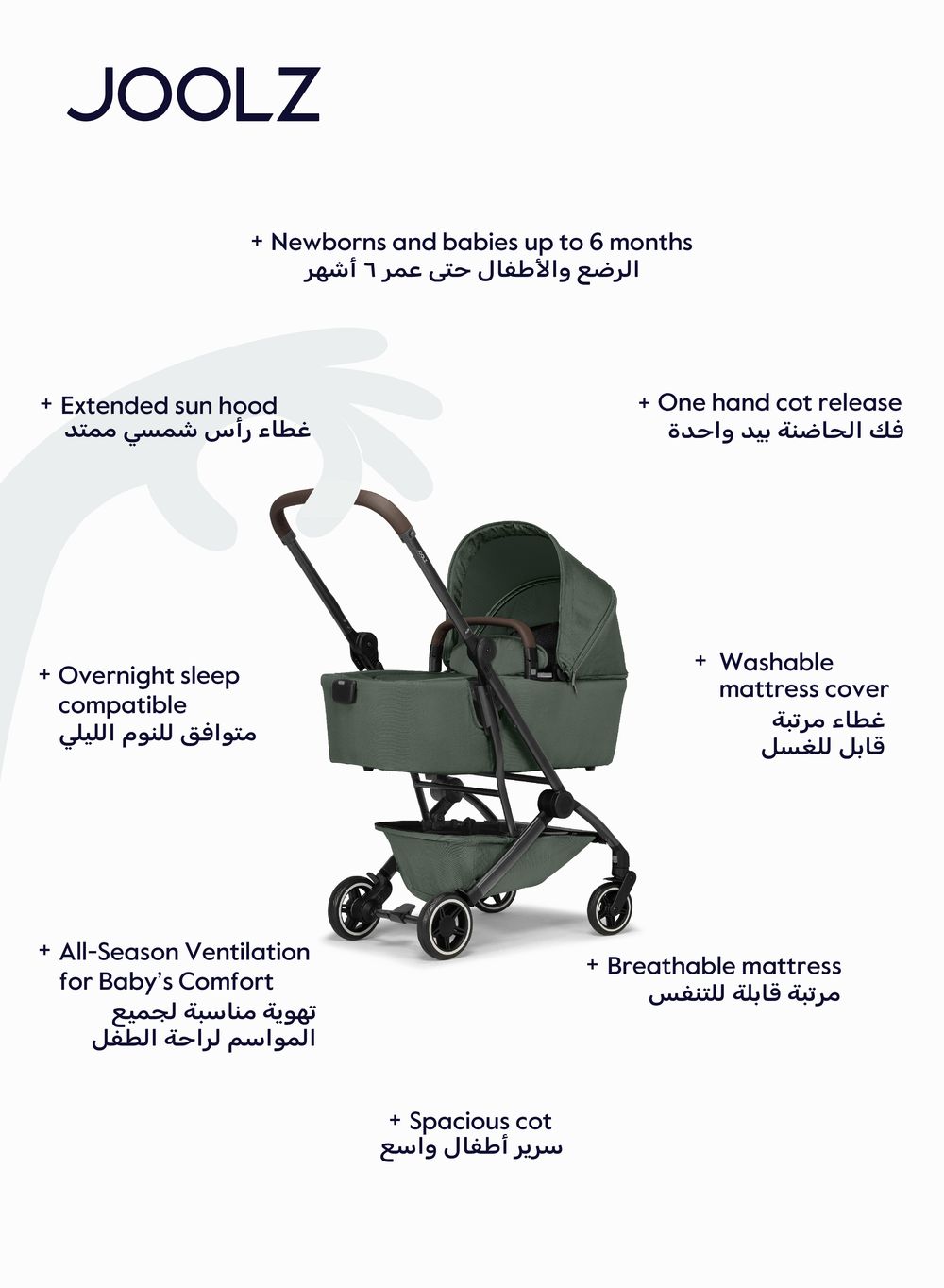 JOOLZ - AER+ Carrycot For Stroller - Forest Green