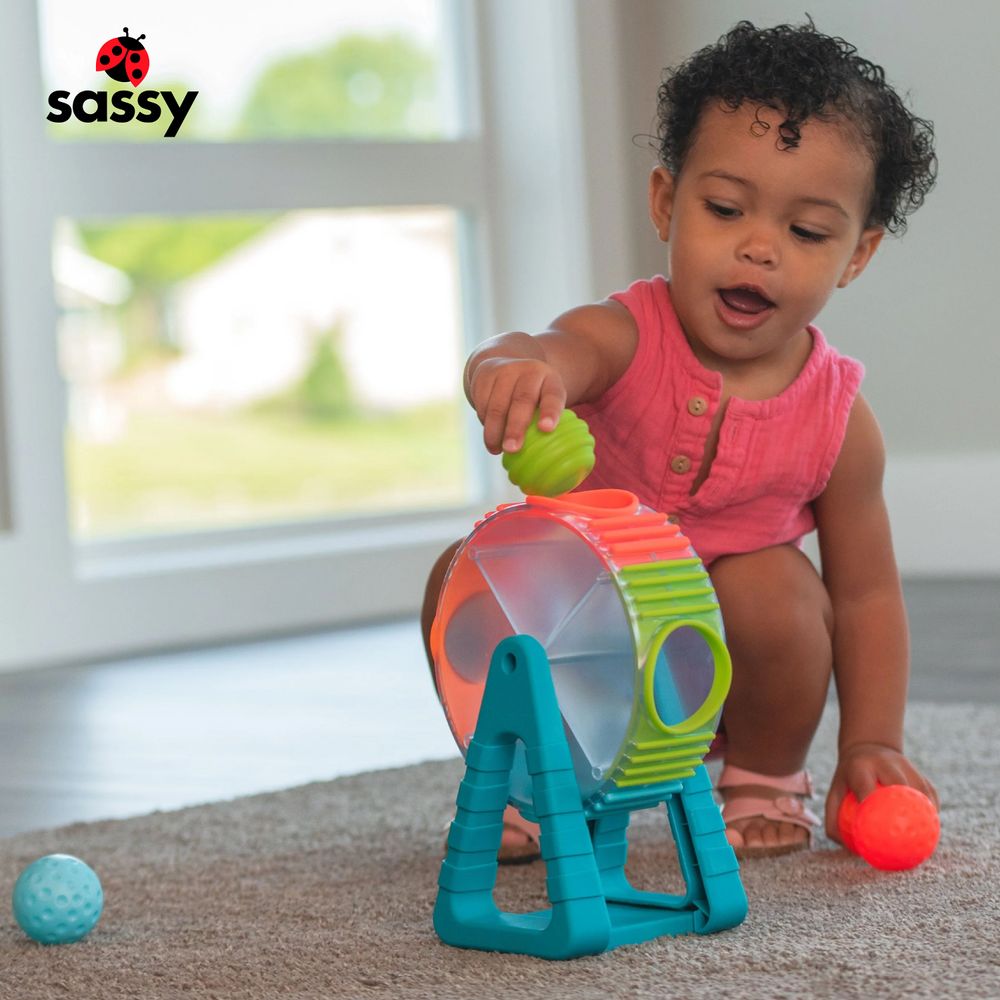 لعبة ساسي - عجلة دوارة رائعة لإسقاط الكرات - لعبة تعليمية مبكرة متعددة الألوان