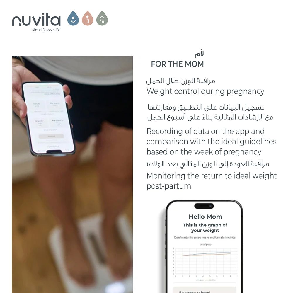 نوفيتا - ميزان ذكي للأم والطفل بريمبيسي - أبيض