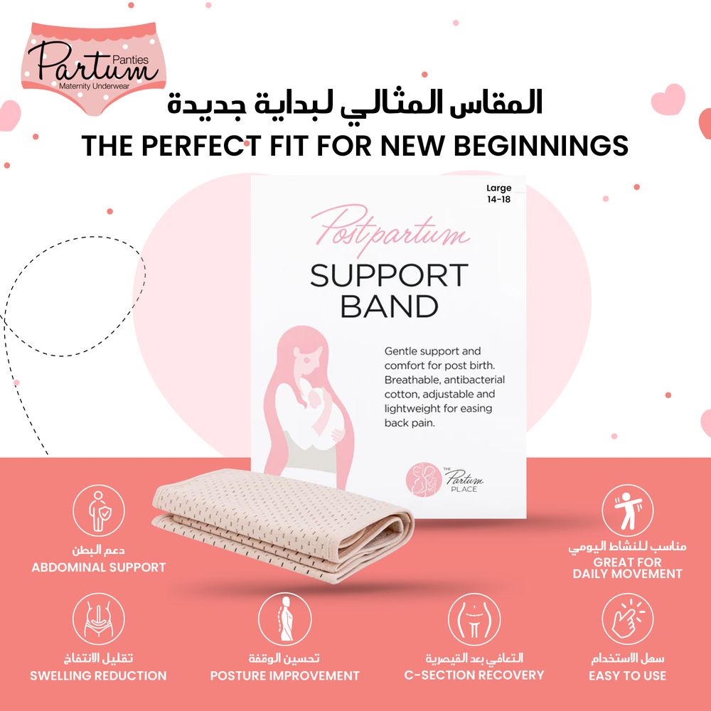 سراويل داخلية للولادة - شريط دعم ما بعد الولادة - بيج - كبير