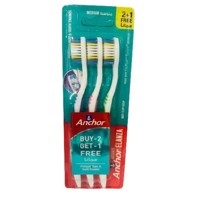 Anchor - Advance Elanza Medium Bristles Toothbrush - 2 + 1 Free