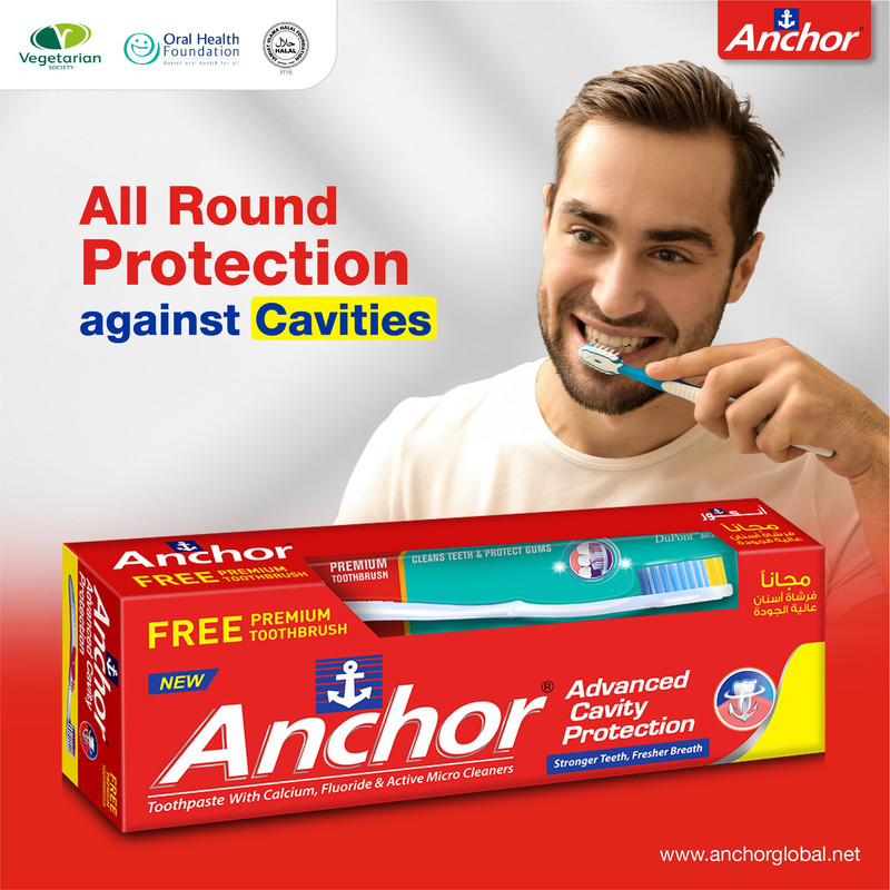 Anchor - Advanced Cavity Protection Toothpaste with Toothbrush - 120gm - Pack of 3