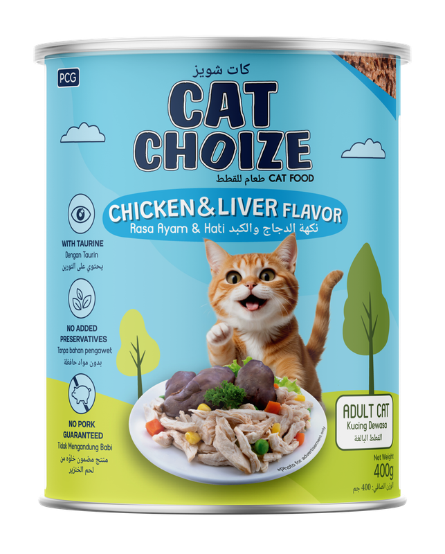 كات تشويز - طعام معلب رطب للقطط البالغة بنكهة الدجاج والكبد - 400 جرام