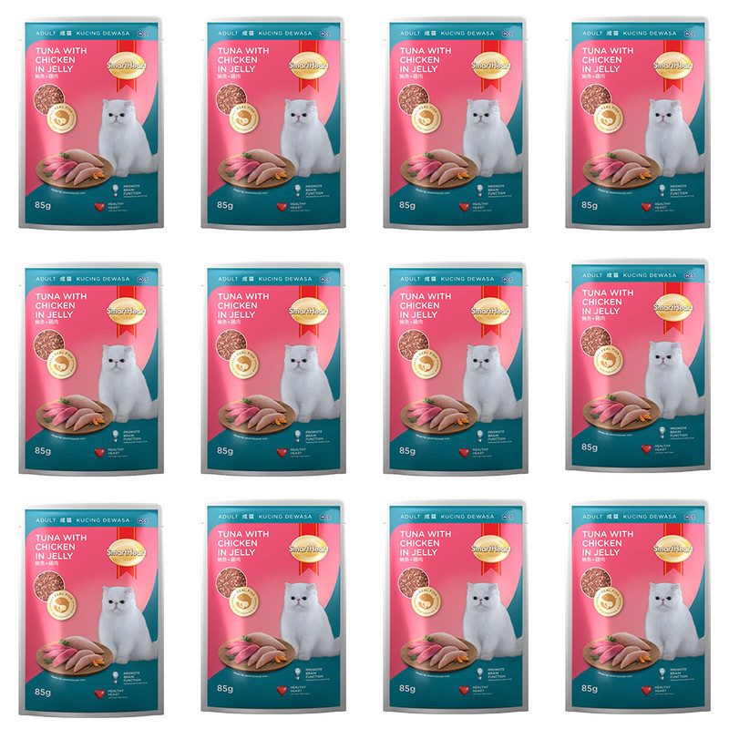 سمارت هارت - طعام رطب للقطط البالغة بالتونة والدجاج في الجيلي - 85غ - عدد 12