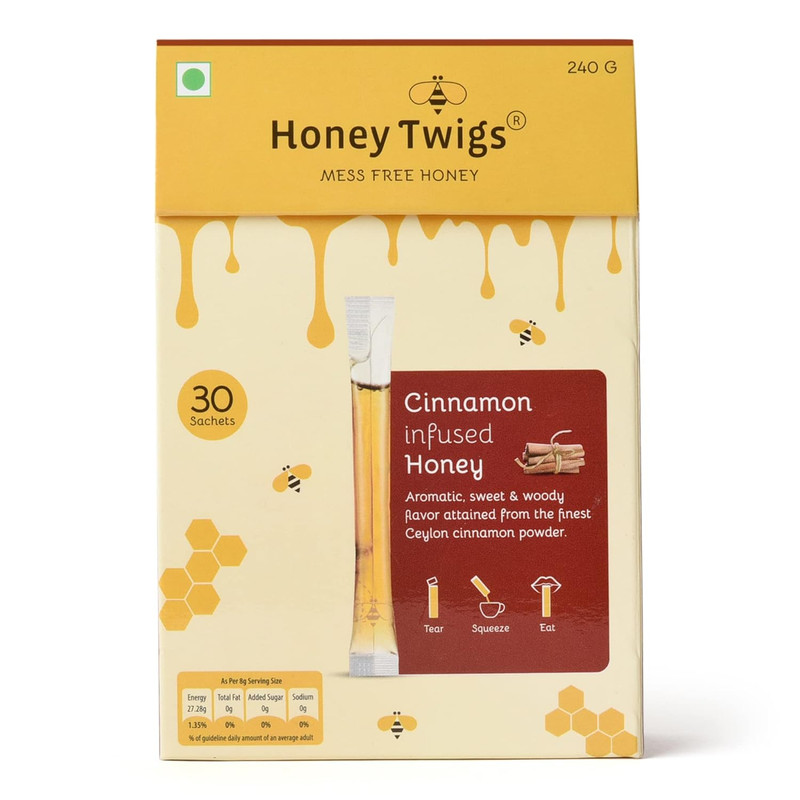 Honey Twigs - Cinnamon Infused Honey 8g Pack Of 30