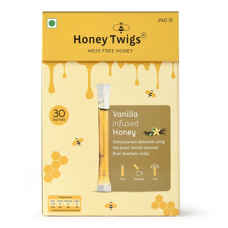 Honey Twigs - Vanilla Infused Honey 8g Pack Of 30