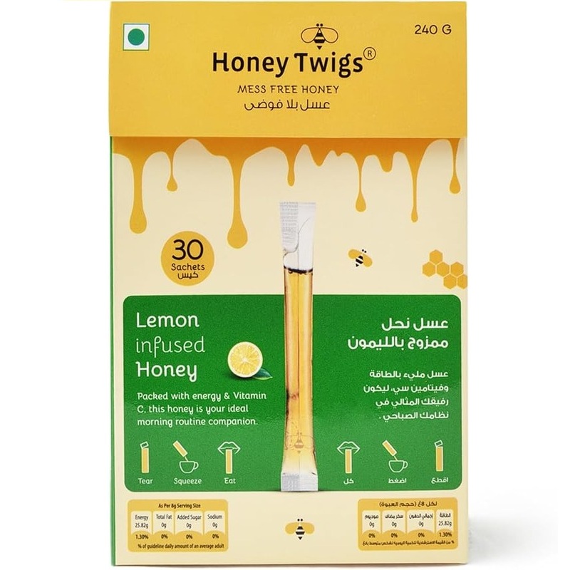 Honey Twigs - Lemon Infused Honey 8g Pack Of 30