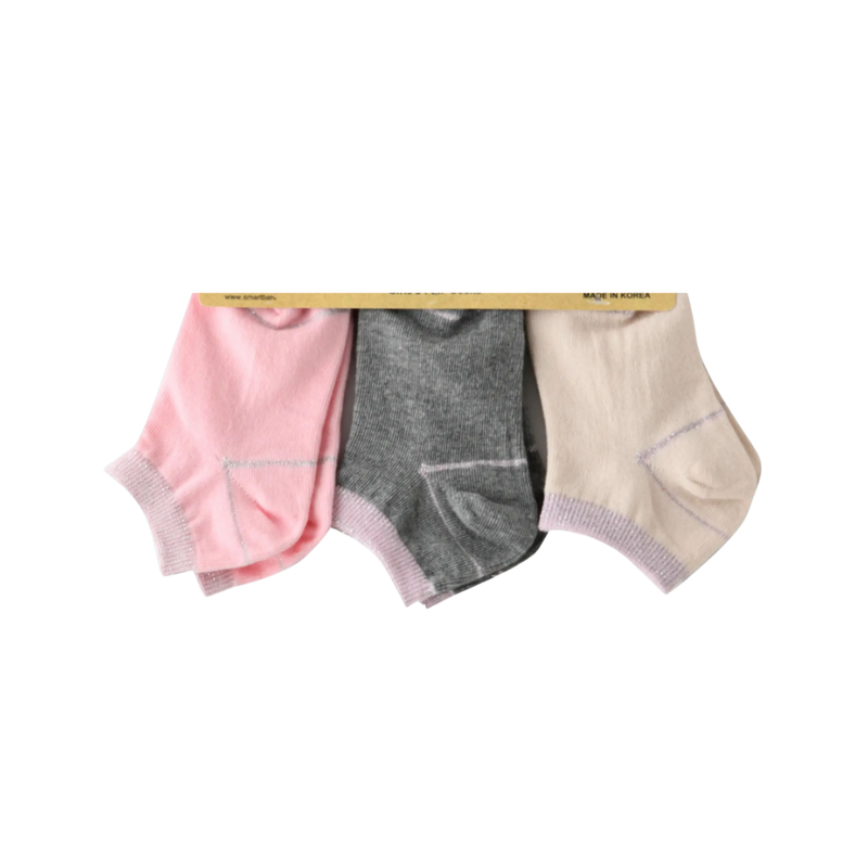 Genius - 3pc-Set - Girl's Printed Low Cut Socks - Pink/Grey/Purple