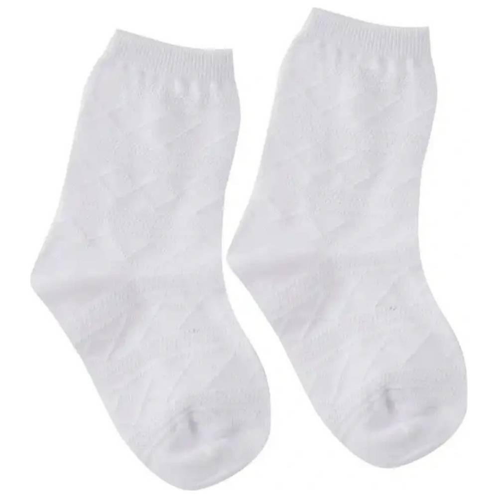 Genius - Girl's Jacquard Plain Socks - White - Pack of 3