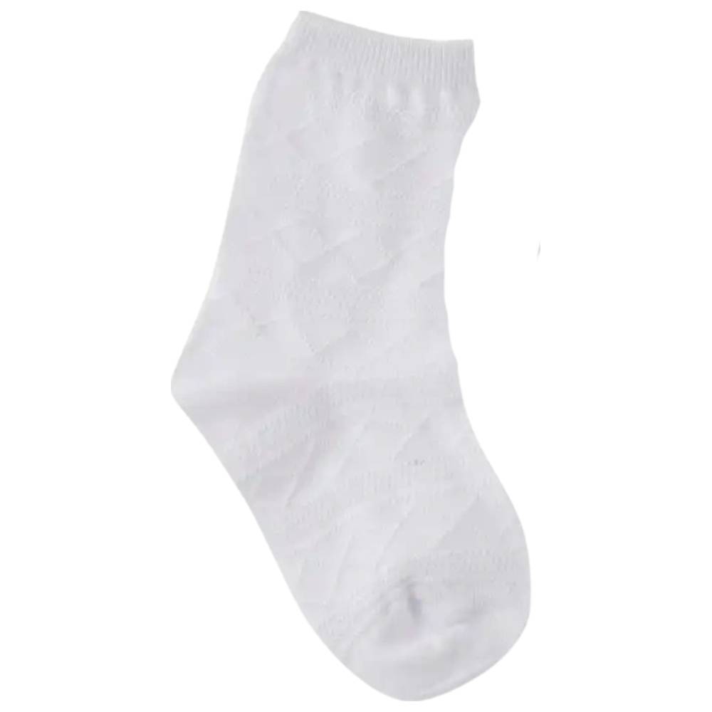 Genius - Girl's Jacquard Plain Socks - White - Pack of 3