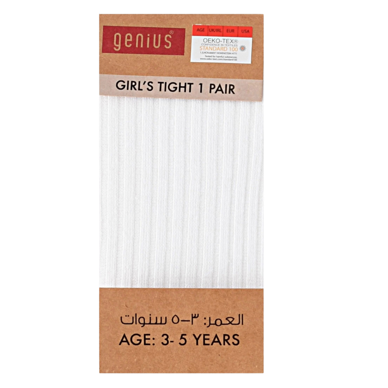 Genius - Girls' Striped Tights - White
