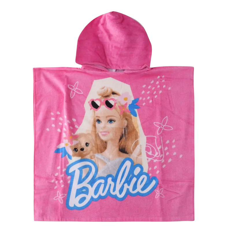 Disney - Girl' Barbie Printed Poncho Towel - Pink