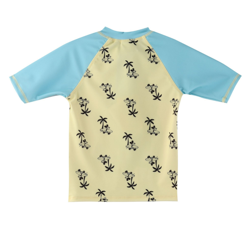 Mickey Mouse - Boy's Short Sleeves Rash Guard Top - Yellow/Blue