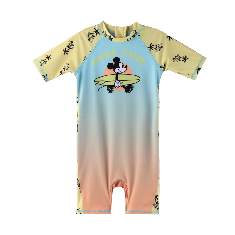 Mickey Mouse - Boy Overall Half Sleeve Rush Guard Swimwear - Multicolor
